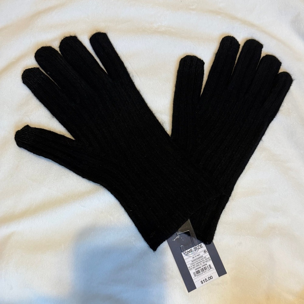 Universal Thread Womens Black Touchscreen Compatible Knit Gloves One Size NWT